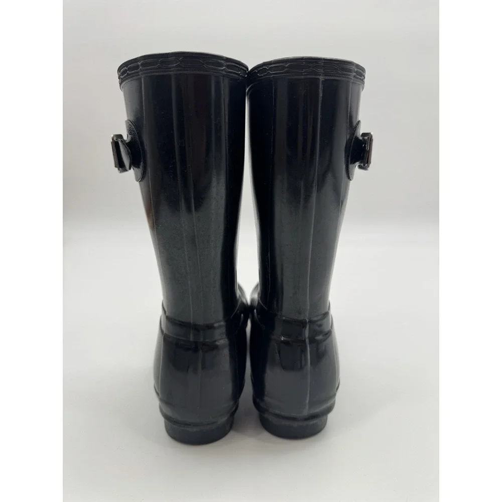 Hunter Original Short Gloss Black Mid Calf 6M Rain Boot Fisherman Preppy Marine